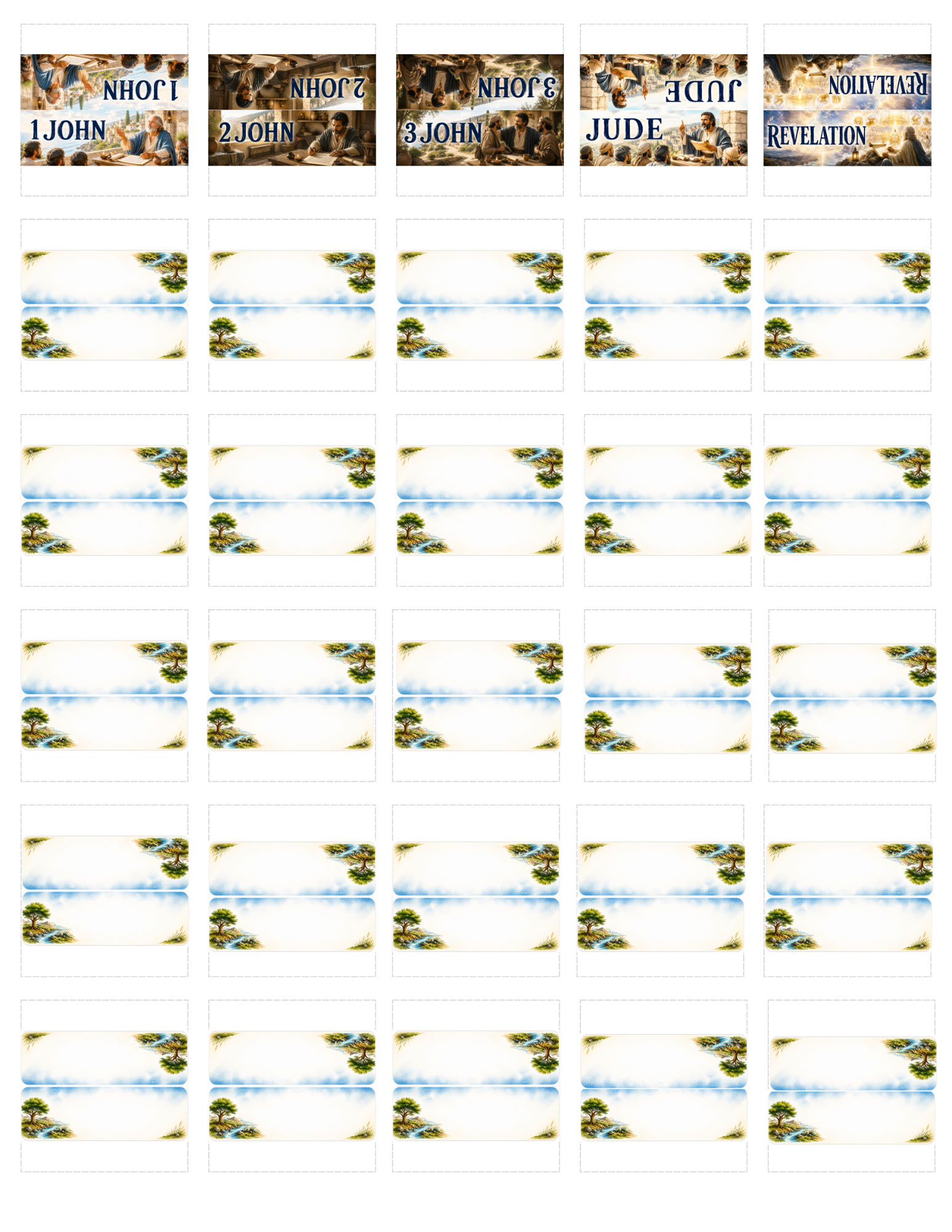 Bible Sticker Tabs for All 66 Books of the Bible (Instant Download)