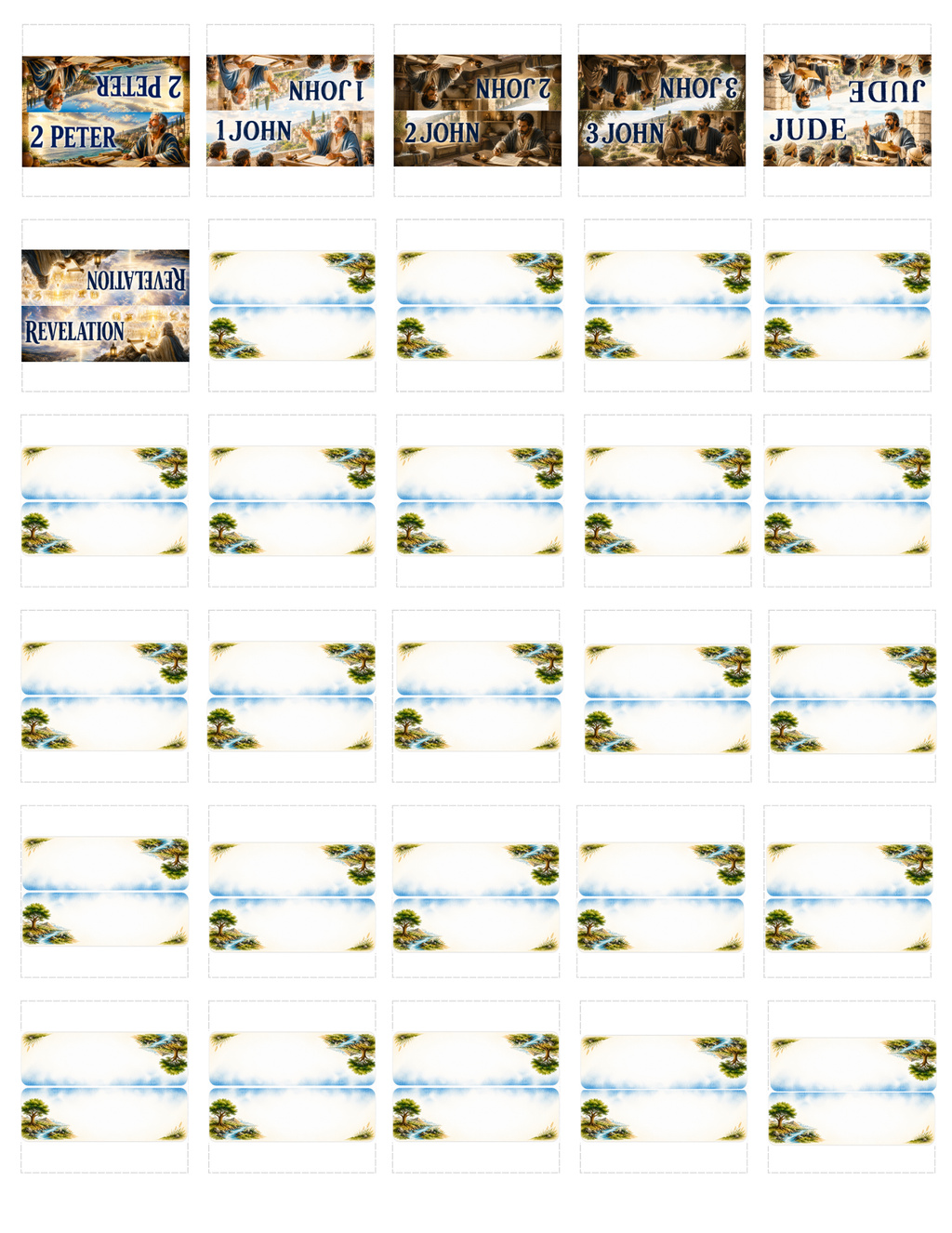 Bible Sticker Tabs for All 66 Books of the Bible (Instant Download)