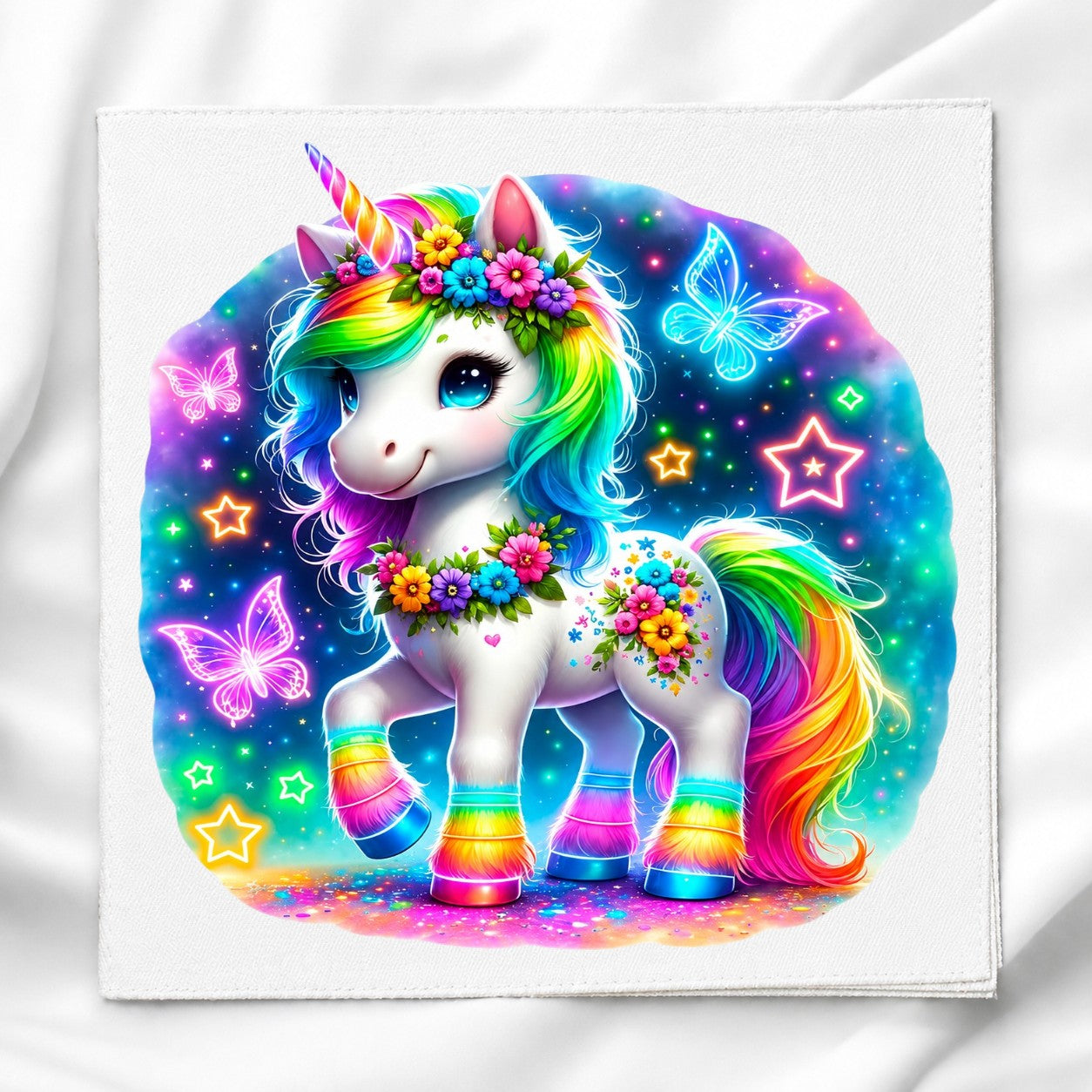 Unicorn and Butterflies Fabric Panel Quilt Block