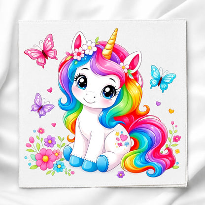 Unicorn and Butterflies Fabric Panel Quilt Block