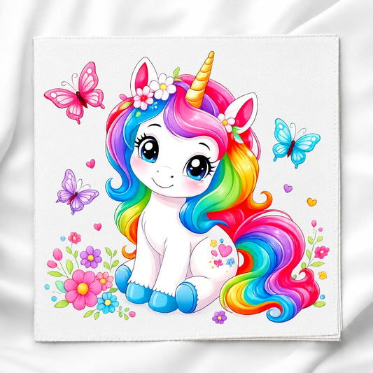 Unicorn and Butterflies Fabric Panel Quilt Block