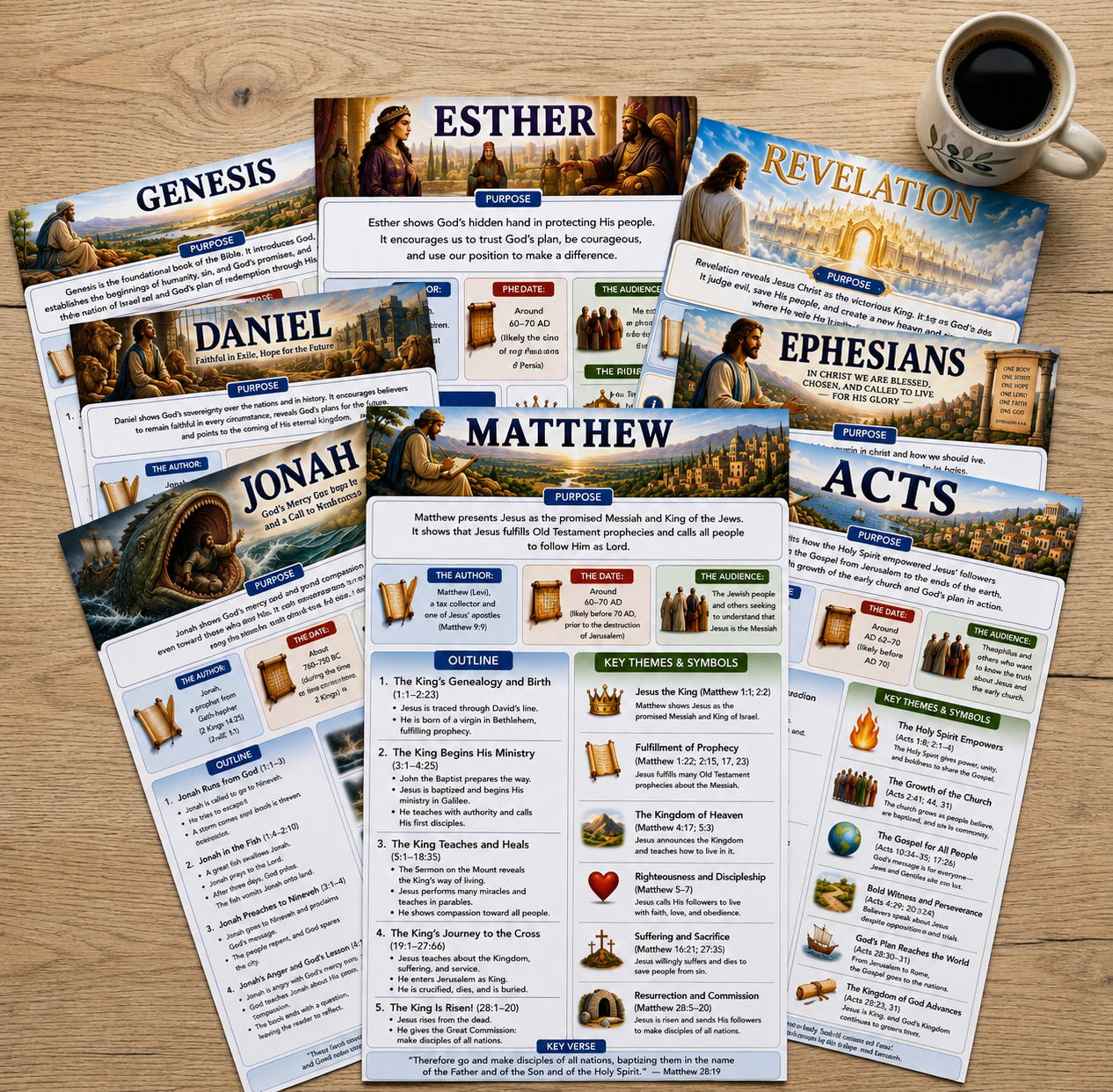Bible Study Inserts | Complete 66-Book Bible Study Set | Loaded Bible Tip Ins (Instant Download)