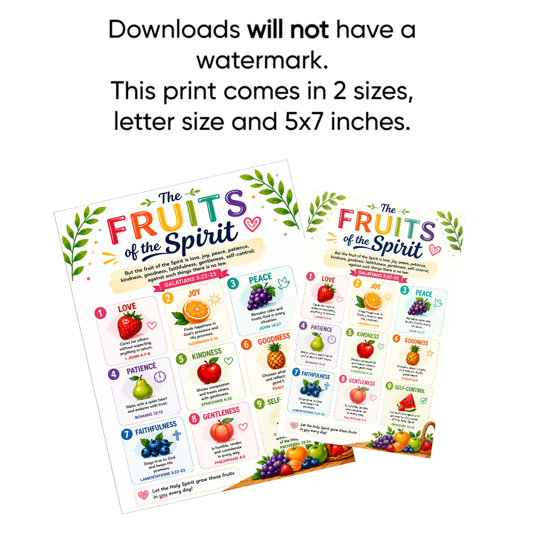 Fruits of the Spirit Bible Insert (Instant Download)