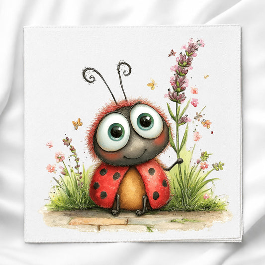 Cute Lady Bug Fabric Panel Quilt Block