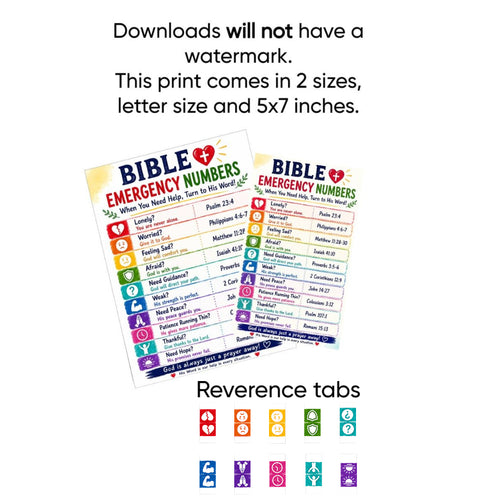 Emergency Bible Numbers Insert (Instant Download)