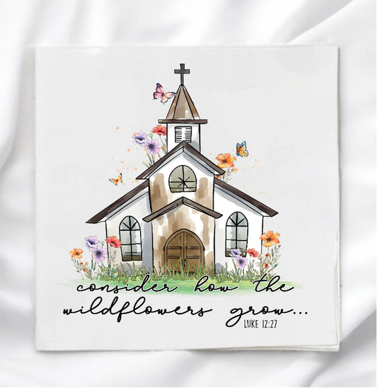 Little Church House Fabric Panel Quilt Block