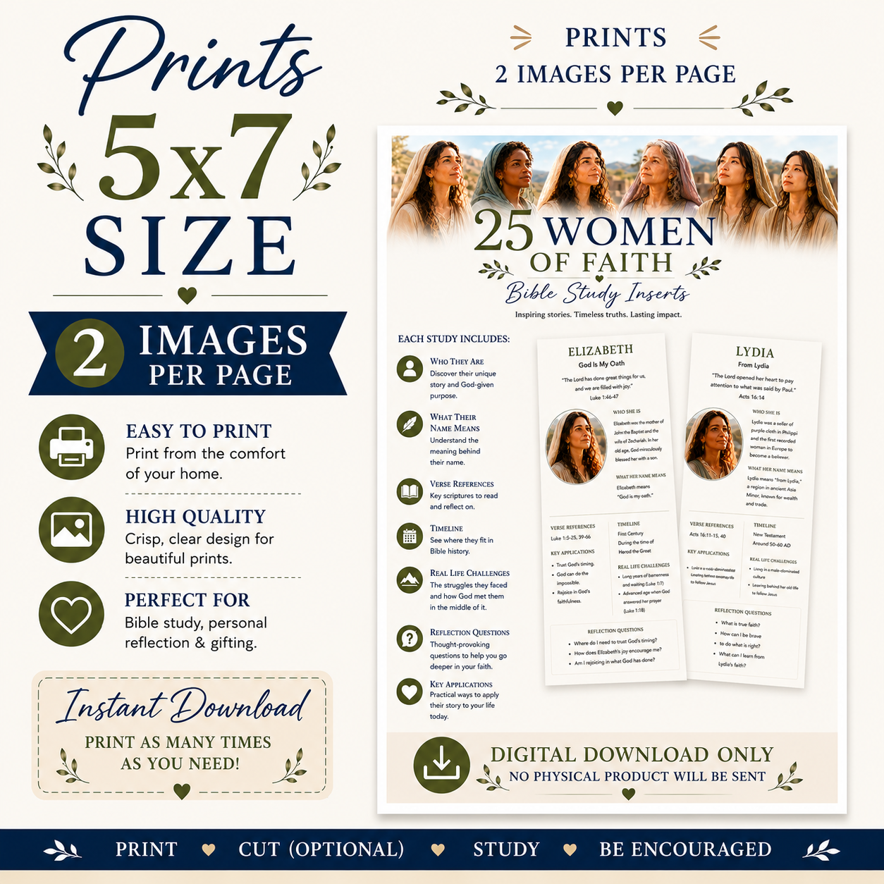 Women of the Bible Study Inserts | 25 Inspiring Women of Faith (Instant Download)