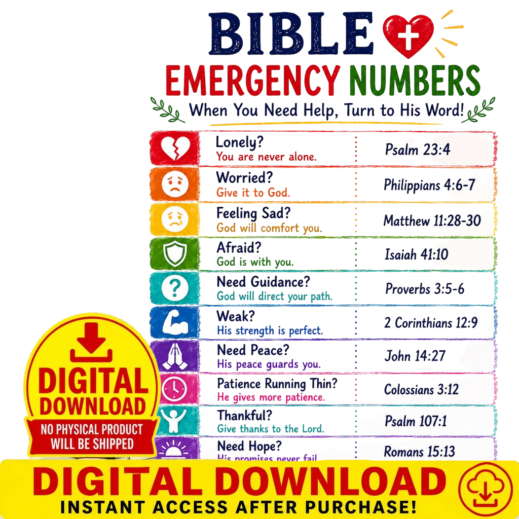 Emergency Bible Numbers Insert (Instant Download)
