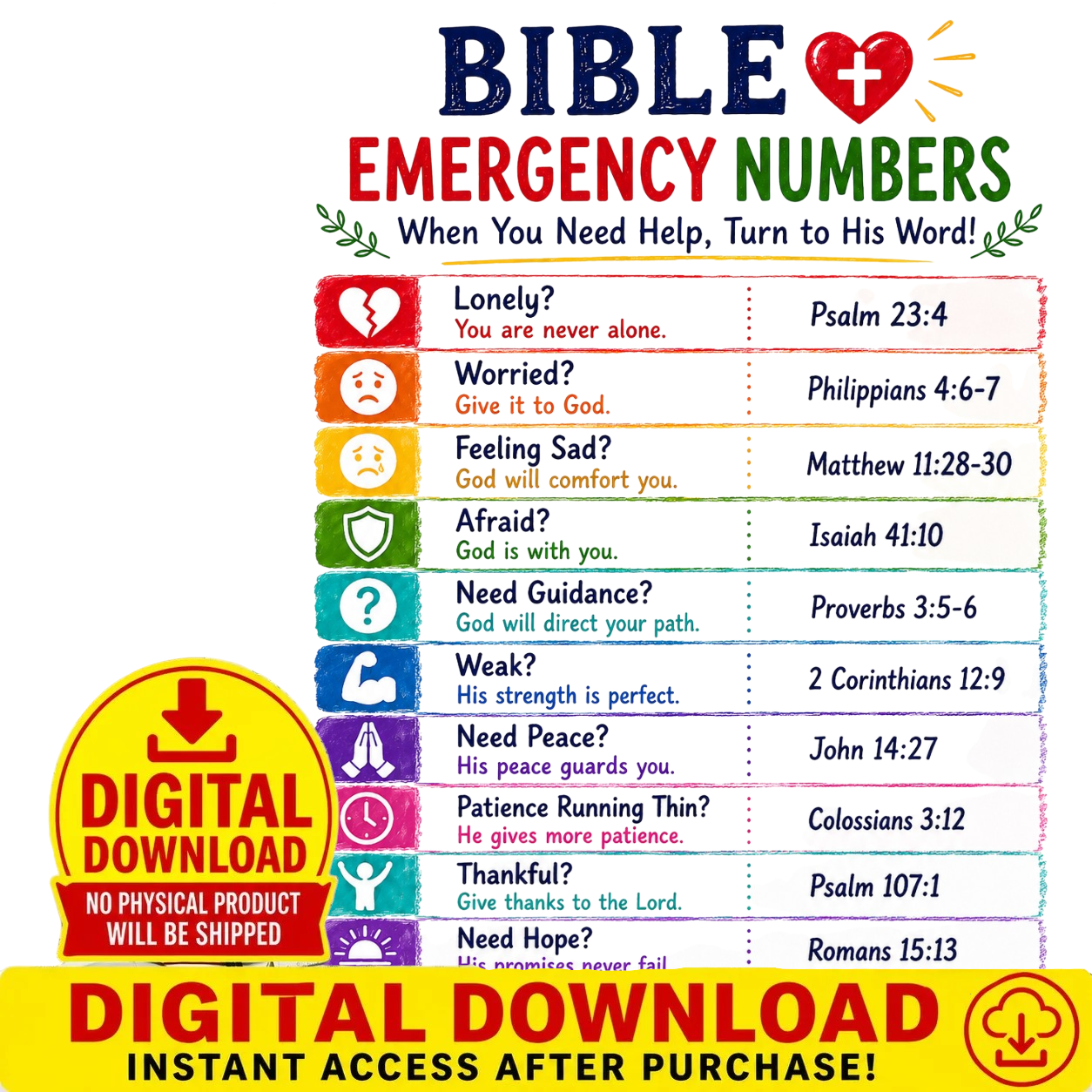 Emergency Bible Numbers Insert (Instant Download)