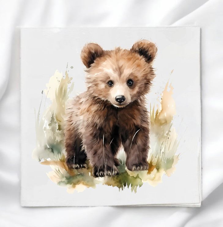 Woodland Bear Fabric Panel Quilt Block