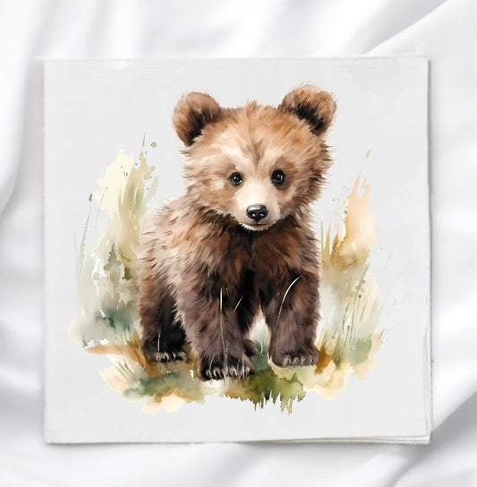 Woodland Bear Fabric Panel Quilt Block
